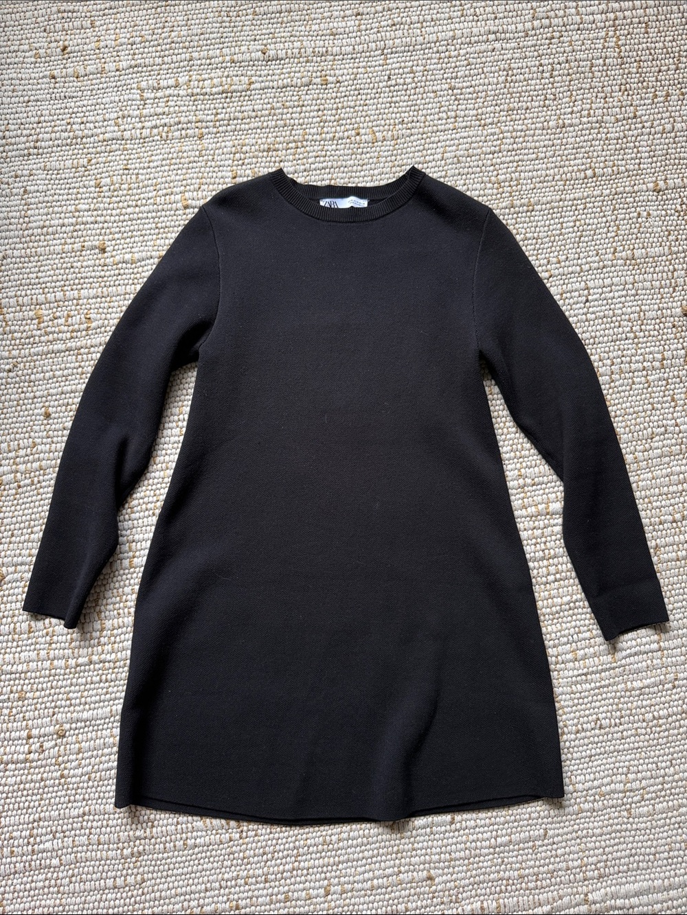 Zara Black Long-Sleeve Knit Dress